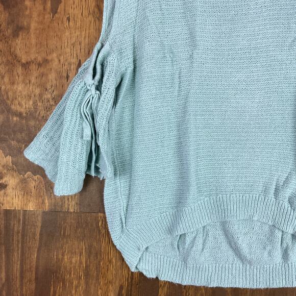 Express Womens Sweater Blue 3/4 Bell Cut Out Sleeve Knitted High Low XSmall - Picture 3 of 12